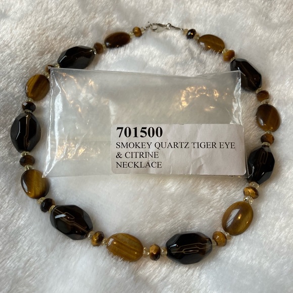 Smokey Quartz, Tiger’s Eye and Citrine Necklace - Picture 6 of 7